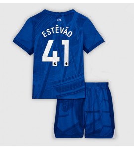 Chelsea Estevao Willian #41 Jalkapallovaatteet Lasten Kotipeliasu 2025-26 Lyhythihainen (+ Lyhyet housut)